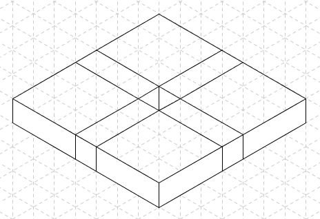 Datei:Einzelnes Würfelgebäude auf isometrischem Papier2.png