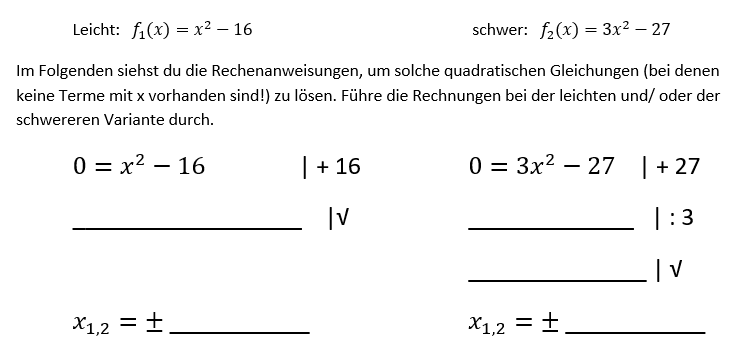 Rechenschritte zum Verfahren Wurzel ziehen
