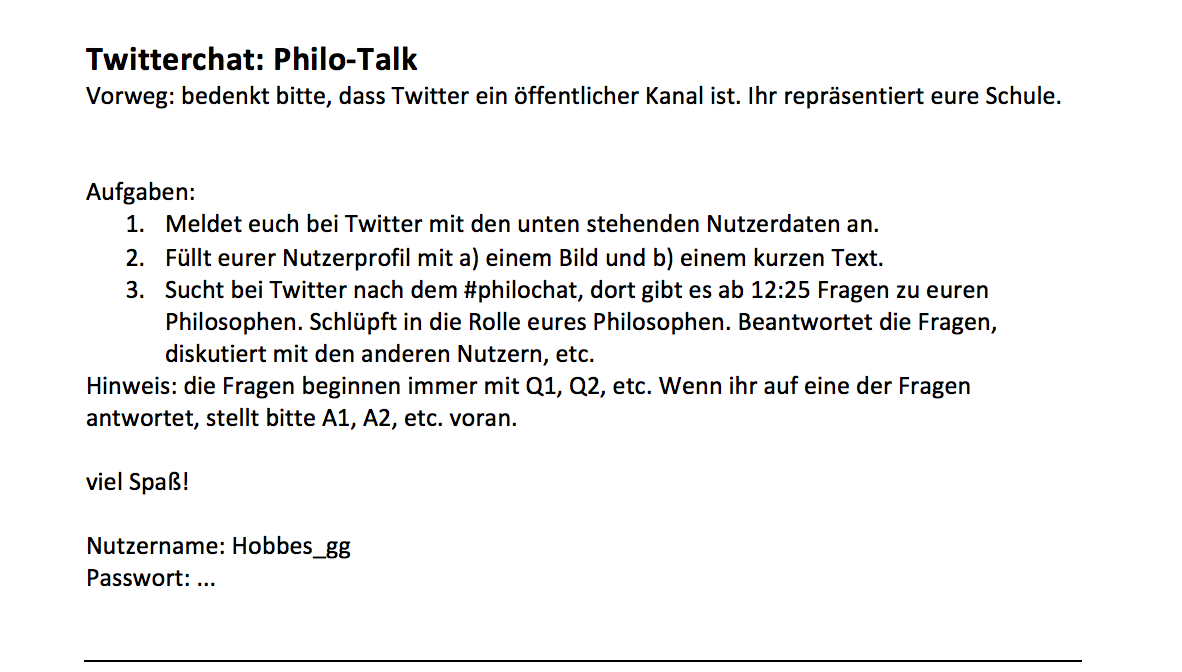 Aufgabenblatt Twitterchat