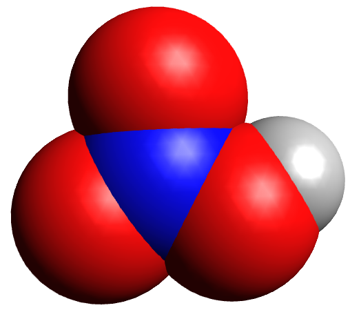 Datei:Salpeter-Säure Molekül im Kalottenmodell.png