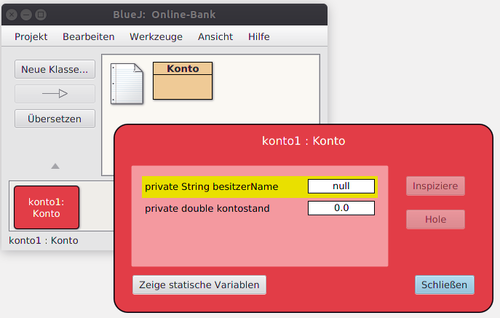 Online-Bank: Objektinspektor