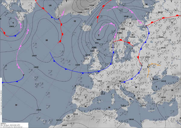 Grafik 3: Bildschirmaufnahme einer Wetterkarte des Deutschen Wetterdienstes