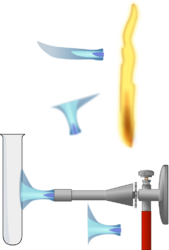 Teclubrenner waagrecht mit verschiedenen Flammen