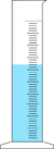 Breiter Messzylinder mit blauer Fluessigkeit.svg